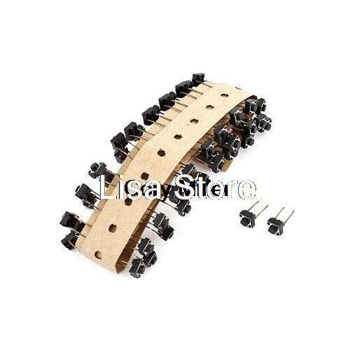 50pcs 6 x 6 x 5mm Momentary Contact Electronic 2 Terminals SPST Round Button Micro Switch