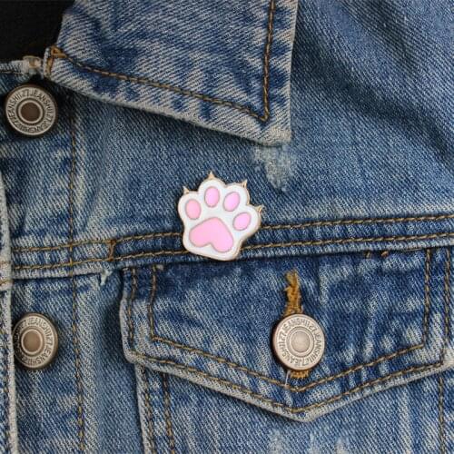 White paw brooch Cute pink Dog animal pin Fashion Kitten Tips Shape Brooch Jewelry Kids Gifts For Animal lovers