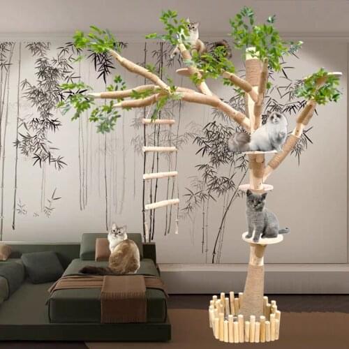 Large cat tree & cat climbing frame wear-resistant non-stick hair log withered trunk cat climbing tree pet jumping platform
