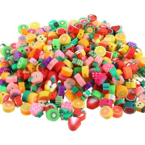 100Pcs/lot DIY Jewelry Polymer Clay Beads Fruit Pieces Mix Design Bracelet Accessory Slices Jewelry Making