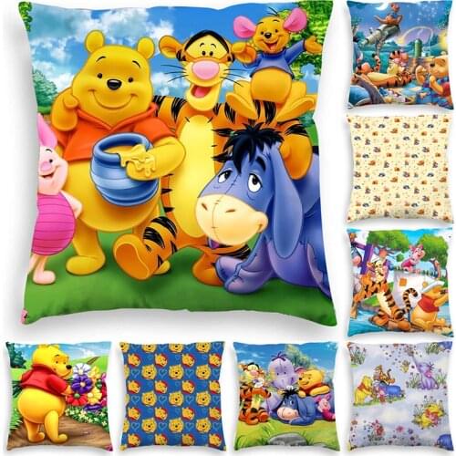 Disney Winnie the Pooh Home decoration pillowcase Cartoons Printed cushion cover Peach skin cushion cover chair sofa pillowcase