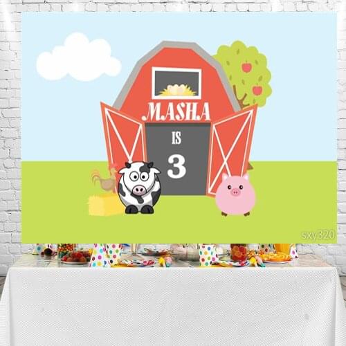 Sensfun Cartoon Farm Cow Party Backdrops Animals Photographic Background Photo Studio Props Photocall Banner