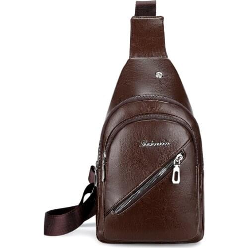 Business Mens Chest Bag Multifunctional Mens Casual Shoulder Bags Wear-resisting Waterproof Pu Material Mens Shoulder Bags