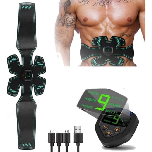 EMS Muscle Trainer ABS Muscle Training Gear LCD Display USB Rechargeable Heal Care Massager Muscle Stimulator Body Massage