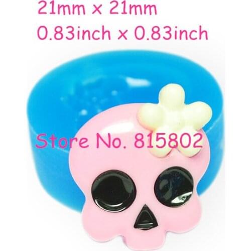 JYL096U Skull Skeleton Mold Halloween Skull Silicone Mold 21mm - Miniature Food Mini Sweets Mould, Jewelry Mould