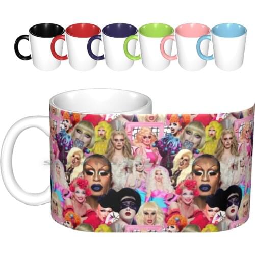 Rupaul Drag Race Collage Ceramic Mugs Coffee Cups Milk Tea Mug Big And Milk Sasha Velor Milk Bianca Del Alaska Aquaria Violet