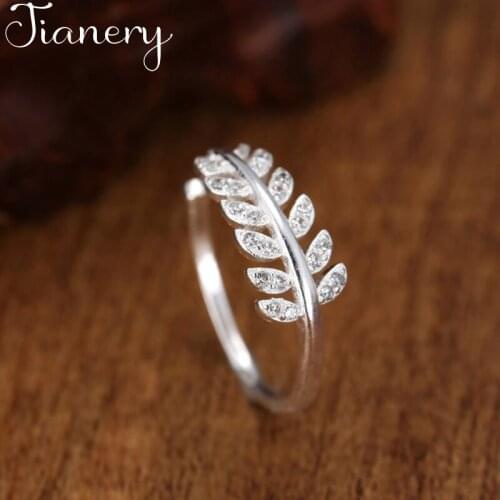 JIANERY Vintage Silver Color Crystal Leaf Rings For Women Finger Ring 2019 Female Bohemian Jewelry Gifts