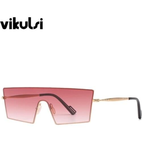 Fashion Rectangle Sunglasses For Women Luxury Brand Gradient Square Shades Womens Rimless Sun Glasses Metal Frame One-piece Men