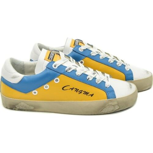 CANGMA Luxury Brand Designer Casual Shoes Man Yellow Genuine Leather Platform Sneakers Breathable Male Sneaker