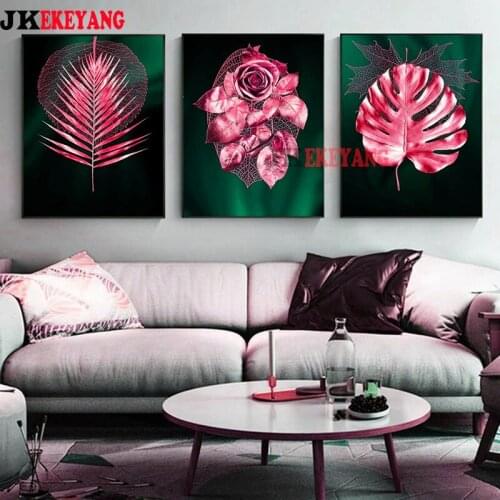 3pcs 5D Diy round/square diamond painting Red rose and leaves Diamond Mosaic Embroidery cross stitch Y4271