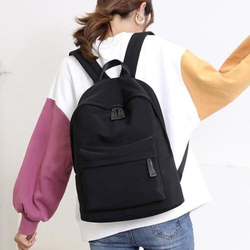 Solid color Fashion Women Backpack Laptop Backpacks Female Nylon Waterproof Travel Backbag High School Bag For Teenage girl 2021