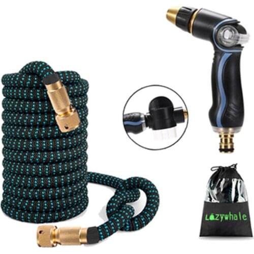 Expandable Garden Hose Flexible Hose with Multi Spray Watering Gun Nozzle/Foam Can/Brass Connectors for Car Cleaning 25-98 Feet