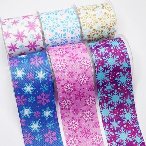 Christmas decorations snowflake Printed Grosgrain Ribbon craft supplies gingham Ribbon 48049