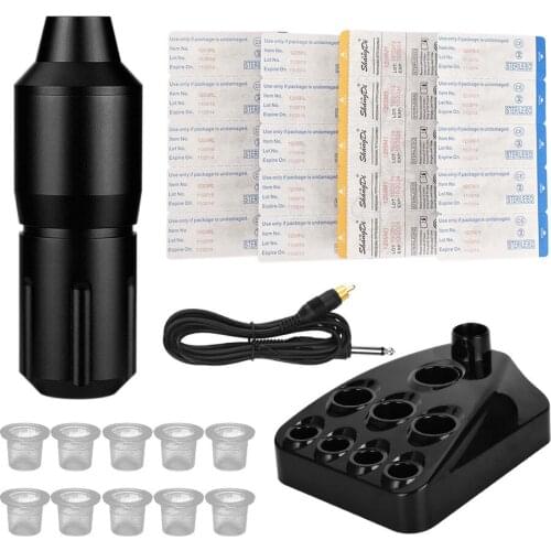 Tattoo Machine Set Powerful Motor Permanent Makeup Needle Cartridges Tools with Power Supply Tattoo Pen for Body Art