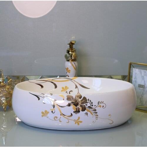 Chinese style wash basin fine ceramics bathroom wash basin bathroom sink ceramic foot wash basin bathroom sinks oval