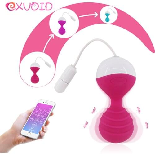 EXVOID 10 Speeds Vibrator APP Control Viginal Ball Kegel Ball Vibrator Vaginal Tight Exercise Sex Toys for Women G-Spot Massager