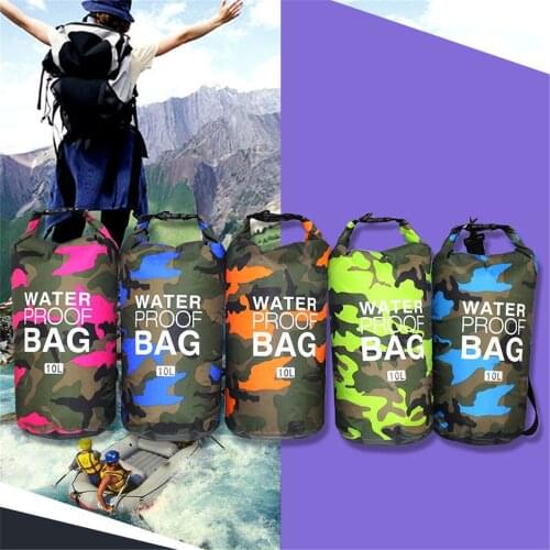 2L 5L 10L Waterproof Dry Bag PVC Camouflage Backpack Outdoor Rafting Kayaking Fishing Swimming Storage Bag Cycling Equipment