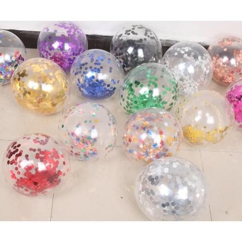 10pcs/lot rose gold Clear Confetti Latex Balloons Birthdy party Wedding Decoration Transparent Glitter Balloons Baby Shower ball