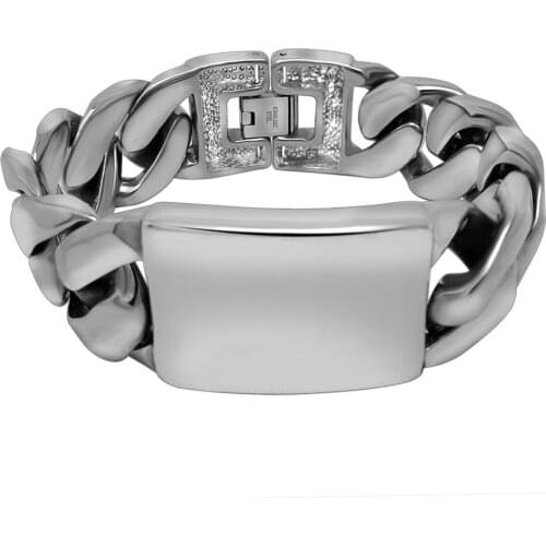 Blank tag stainless steel men jewelry stainless steel charm bracelet