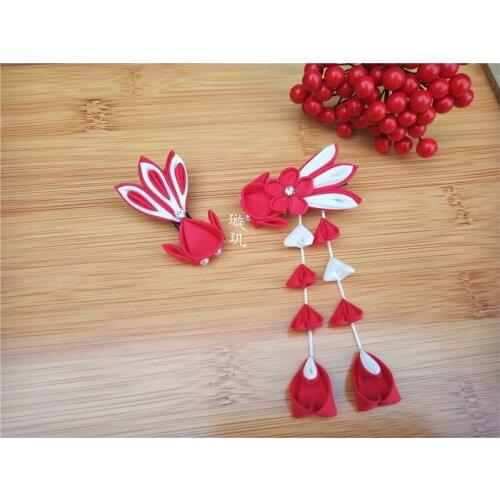 2pcs Japanese Style Hairpin Hair Clip Tsumami zaiku for Kimono Hanfu Cosplay Accessories Decor for Women Girl Gift