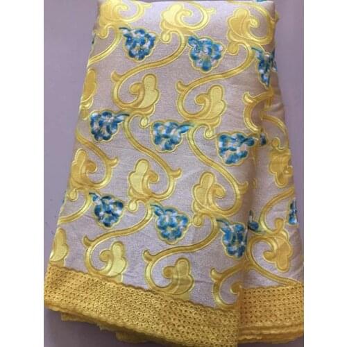 Peach African 100% Cotton Lace Fabric Latest Voile Lace In Switzerland With Stones For Women Dress Party (5yards/pc) YLL3273