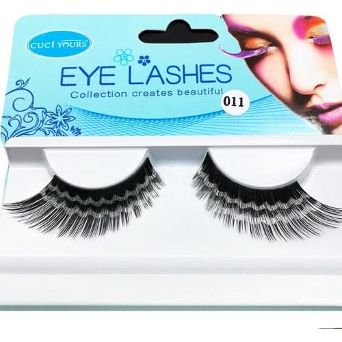 1 Pair Women Fashion Colorful Feather False Long Cross Eyelashes Party Makeup Natural Fake Thick