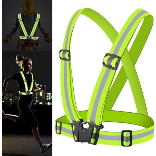 1pc Car Motorcycle Adjustable Safety Security High Visibility Reflective Vest Gear Elastic Stripes Jacket Night Running Cycling