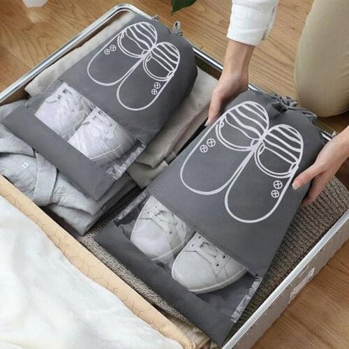 1 pc Waterproof Shoes Bag for Travel Portable Shoe Storage Bag Organize Non-Woven Tote Drawstring Bag Shoes Organizer