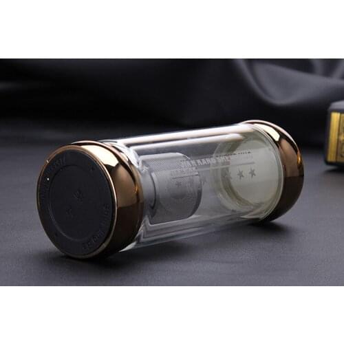 1PC Double Glass Water Bottle With Tea Infuser Portable Glass Bottle Sports Bike Cycling Bottles Water Bottle KD 1471