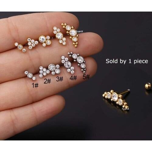 1piece Stainless Steel Tragus Cartilage Earrings Helix Rook Lobe Piercing 16gauge Gold Silver