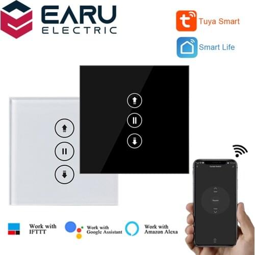 10A Wifi Smart Shutter Door Switch Controller Glass Panel Wall Touch Switch Wireless Remote Control TUYA Alexa Echo Google Home