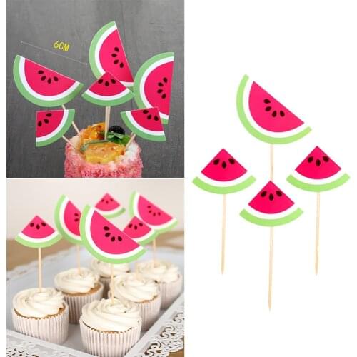 12pcs Watermelon Shapes Cake Topper Wedding Cake Decorations Cupcake Toppers Decorative Food Picks Picks For Birthday Party