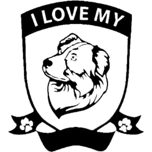 13.5CM*15CM I LOVE MY Sweet Dog Footprints Vinyl Car Sticker Decals Black/Silver C10-00407