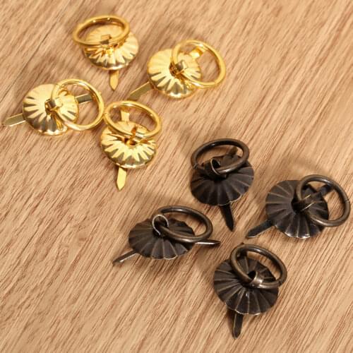 4Pcs Vintage Metal Ring Pulls Handle Jewelry Box Dresser Cabinet Wardrobe Cupboard Drawer Closet Door Knobs Antique Bronze/Gold