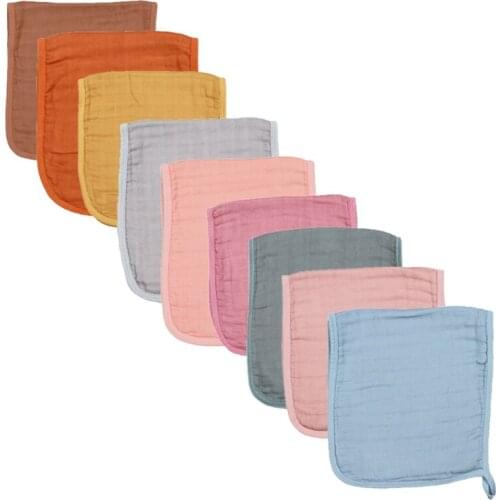 6 Pcs Baby Muslin Burp Cloths Solid Color Absorbent Saliva Towel Feeding Bibs J60B