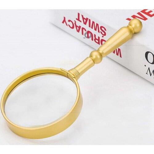 6X Handheld Metal Golden Reading Magnifier 6 times magnifying glass Insects observation Phone Repair for old Man or children