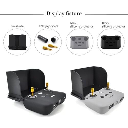 3 in 1 accessories For DJI mavic air 2 Remote Control 4.7-5.5 inch Sunhood sun shade CNC extened stick silicone protector cover