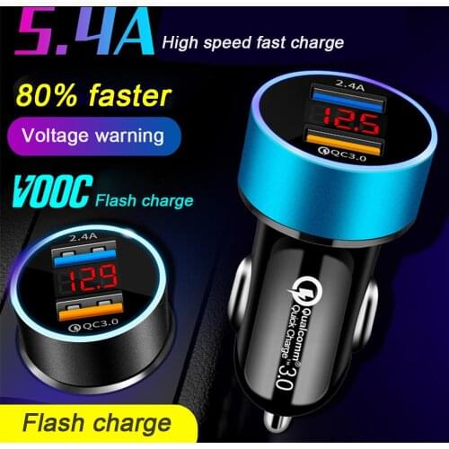 2 Ports Mini Car Charger Dual USB Quick Charger Adapter USB QC3.0 2.4A Metal Charger For Samsung Huawei Android Phone Charger
