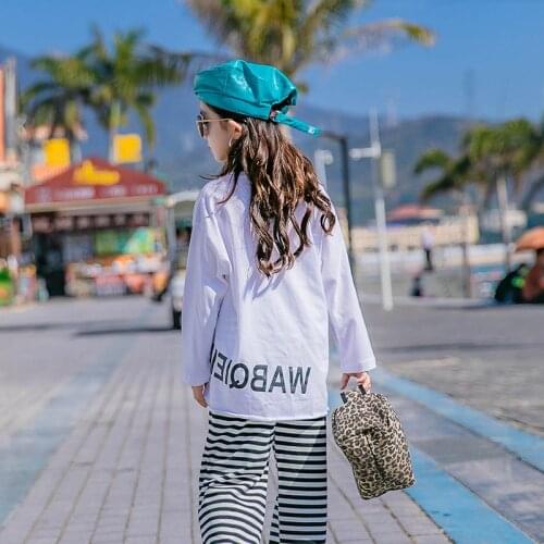 8 10 12 years Kids Girls Long Sleeve White Tops 2021 New Spring Autumn Teenage Girls T shirt