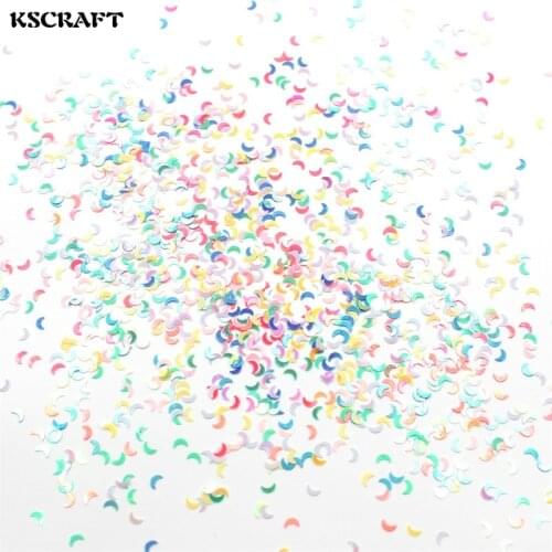 KSCRAFT 3mm Mixed Colorful Moon Shape Sequins PVC Flat for DIY Card Making Craft Color Collection