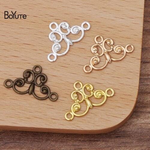 BoYuTe (200 Pieces/Lot) 18*10MM Metal Brass Filigree Flower Findings Diy Hand Made Jewelry Materials Wholesale