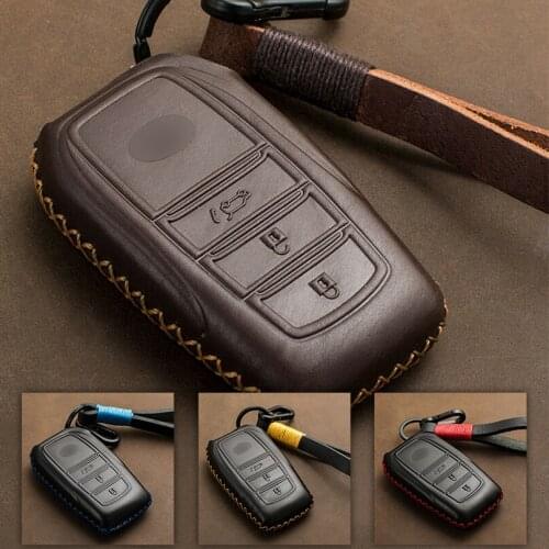 Genuine Leather Car Key Cover Case For Toyota Highlander Land Cruiser Riez 86 Hilux Innova Fortuner Rav4 Camry Prado Shell