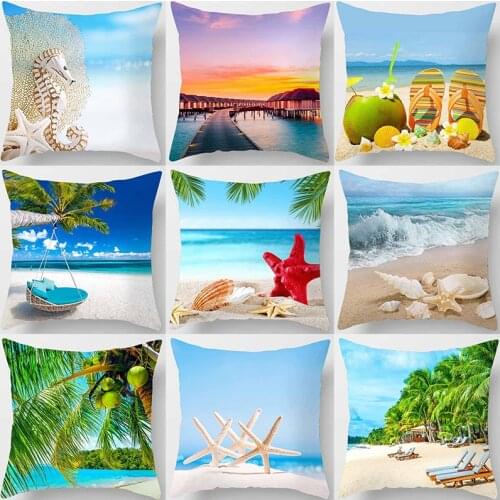 The Ocean Beach Sunset playa Pillowcases Tropical Beach Landscape Pillow Case Bedroom Sofa Cushion Cover 45cm No Pillow Insert
