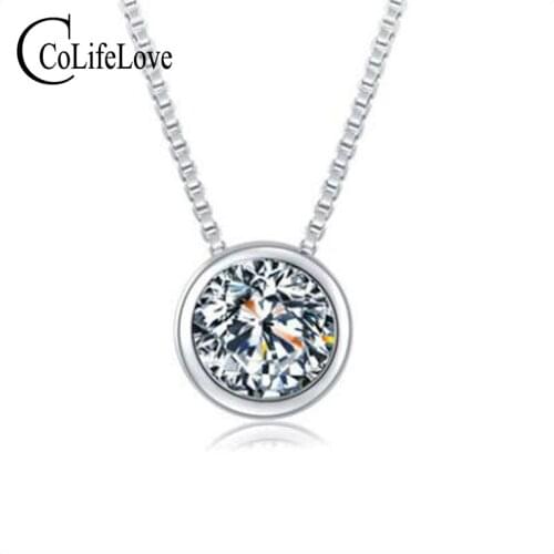 CoLife Jewelry Fashion Moissanite Pendant for Young Girl 1.2ct F Color VVS1 Grade Moissanite Silver Pendant 925 Silver Jewelry