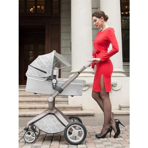 Baby Stroller 3 in 1,Hot Mom Travel System High Land-Scape Stroller with Bassinet in 2020 ,Upgrade Grid Color