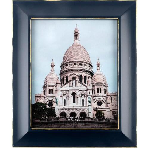 Helenne Photo Frame Navy Blue Wood Decorative Frame Photo Art Wall Art Pictures Setting Display Stand Photo Poster Home Decor