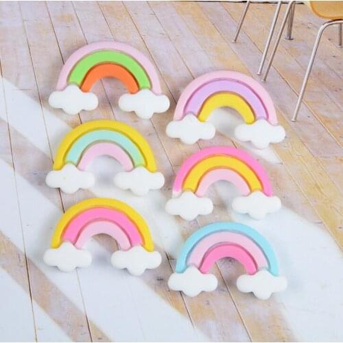 20pcs/lot Resin Rainbow Cabochon Handmade DIY Flatback Cabochons Scrapbooking For Phone Hair bow clip Decoration