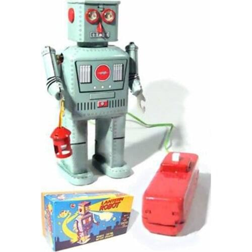 Classic Collectible Vintage Clockwork Wind Up Large Robot Photography Children Kids Tin Toys With Key Classic Toy Christmas Gift