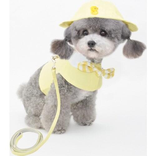 Dog Harness Leash Hat Set Outdoor Pet Products Dog Clothes Summer Dog Lead Chest Strap Cap Costumes Outfit Dropshipping