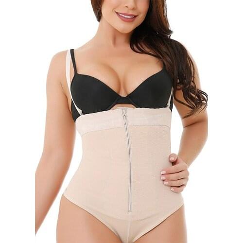 Women Slim Body Shaper High Waist Trainer Zipper Open Bust Corset Bodysuit Tummy Control Butt Lifter Shapewear Strap Underwear